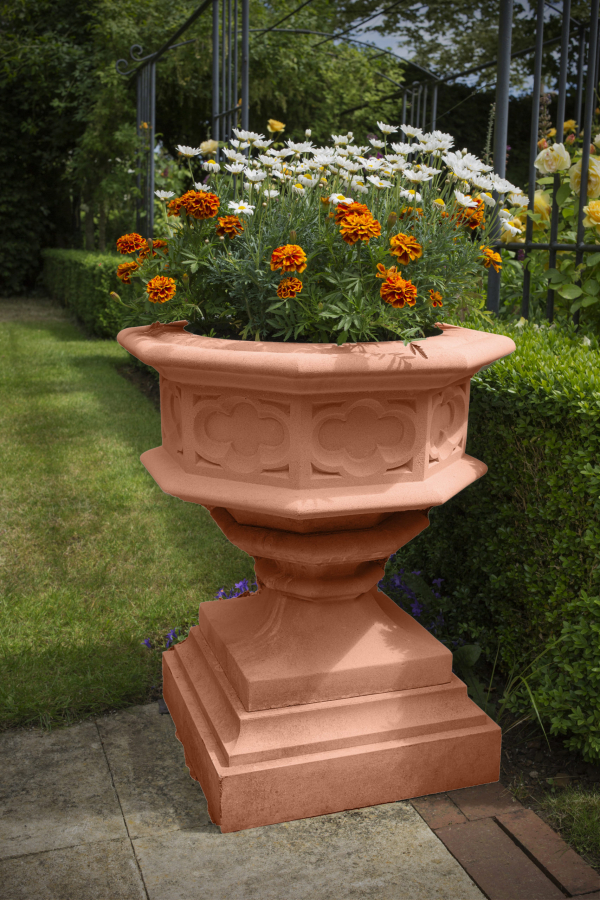 Gothic Urn & Base - Terracotta