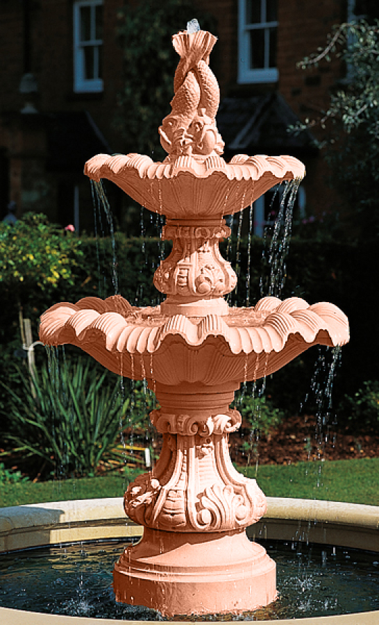 Neapolitan Large Double Foutain - Terracotta